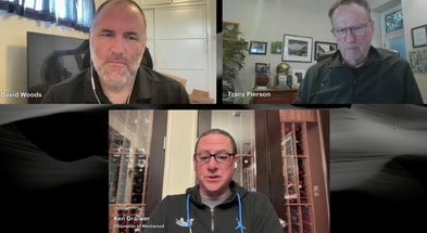 Dave Woods, Tracy Pierson, and Ken Graiwer speaking on a podcast.